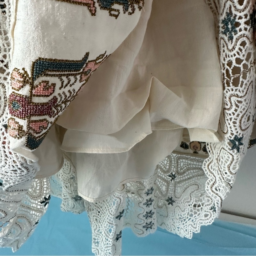 ULLA JOHNSON Alexandra Crochet-Trimmed Beaded
Embroidered Silk Mini Dress SZ 4 - Picture 7 of 12